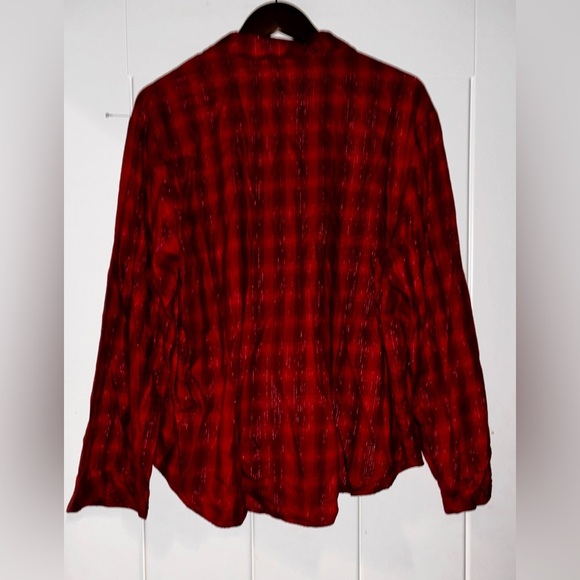 Victoria Secret Metallic Red Plaid Flannel PJ 2PC Pajama Set Women‎ L Lounging - Picture 2 of 15